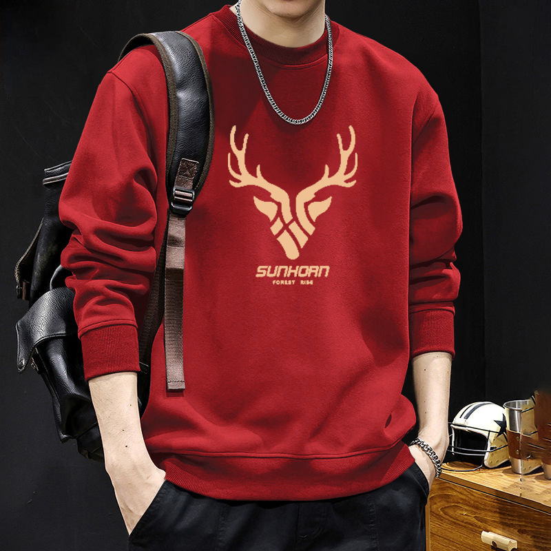 Nueva camiseta de cuello redondo para hombres otoño y invierno estilo de moda americana pareja camiseta de otoño chaqueta de moda para hombres