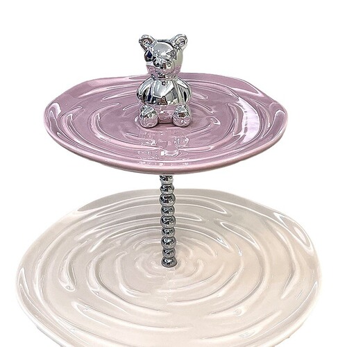 Light luxury contrasting color multi-layer fruit plate high-value ceramic dessert table display stand living room coffee table decorative candy plate