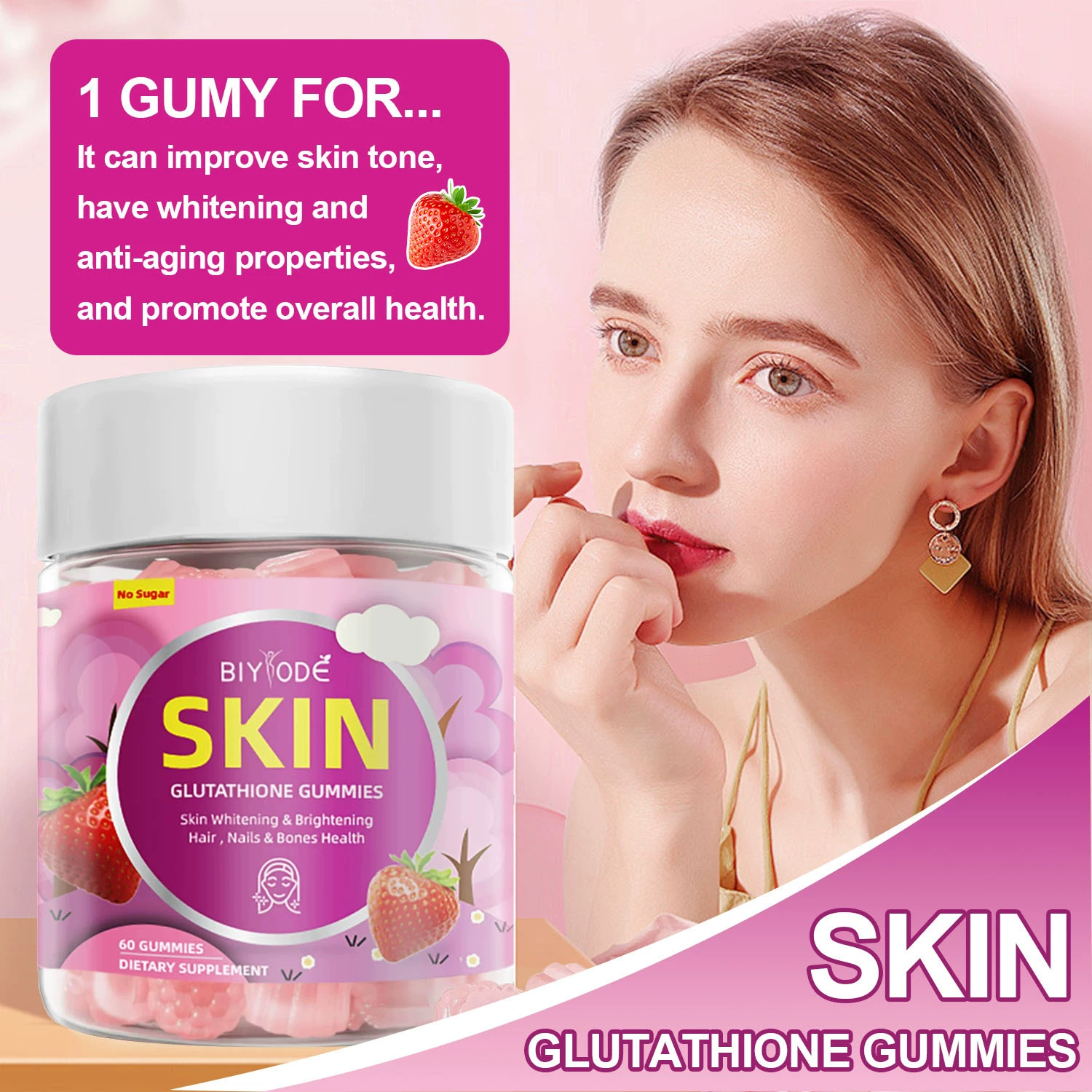 Глутатион помадка Витамин Glutathione gummie отбеливающий трансграничный завод GMP сэндвич помадка