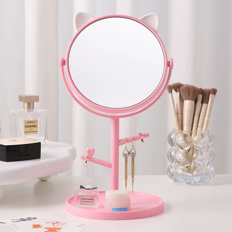 Rotating Table Mirror, Double-Sided Kids Desktop Mirror, 360° Adjustable, Compact 20×17.5×6 cm