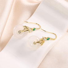 s925纯银耳饰银杏花平安扣耳钩耳饰轻奢高级感夏天高跟鞋耳钩饰品