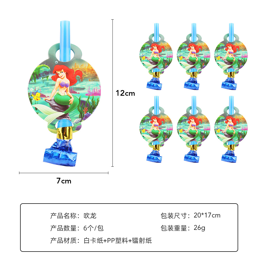 Mermaid cumpleaños partido Placa de papel caramelo caja Palomitas de los niños traje de cumpleaños fiesta decoración tirar bandera suministros