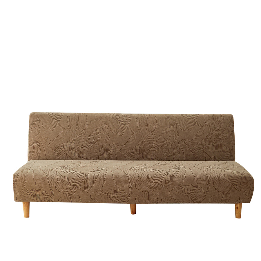 Cubierta de cama de sofá de color sólido antideslizante todo incluido plegable sin reposabrazos Cubierta de sofá antisuciedad de terciopelo jacquard tridimensional