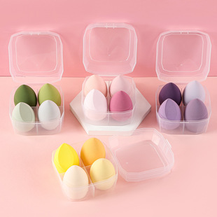 Patented Box of 4 Powder Puff Sets, Beauty Egg Air Cushion Puff, Makeup Egg, Gourd Water Drop Beveled Powder Puff