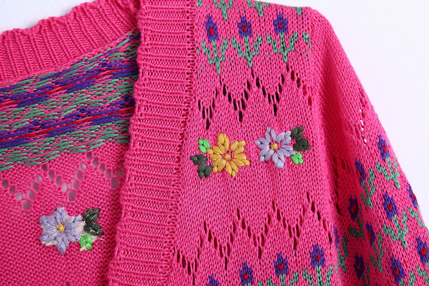 spring flower-shaped decorative knitted cardigan NSAM52468