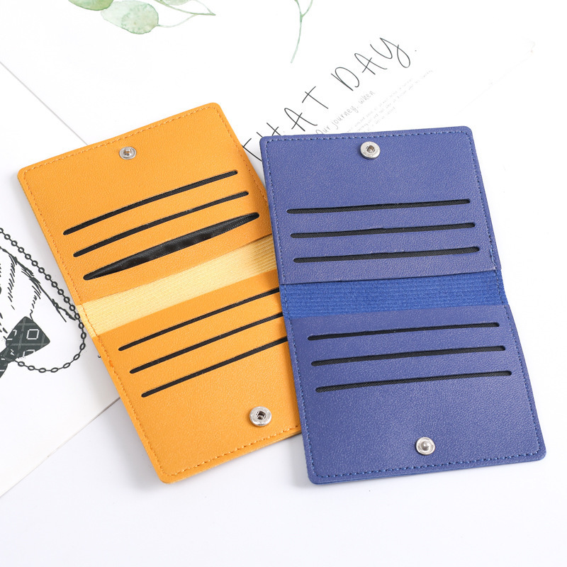 Card Holder with Multiple Slots, Leather Card Case, Driver's License Small Wallet, Simple Anti-Degaussing Card Holder, Foldable Card Storage