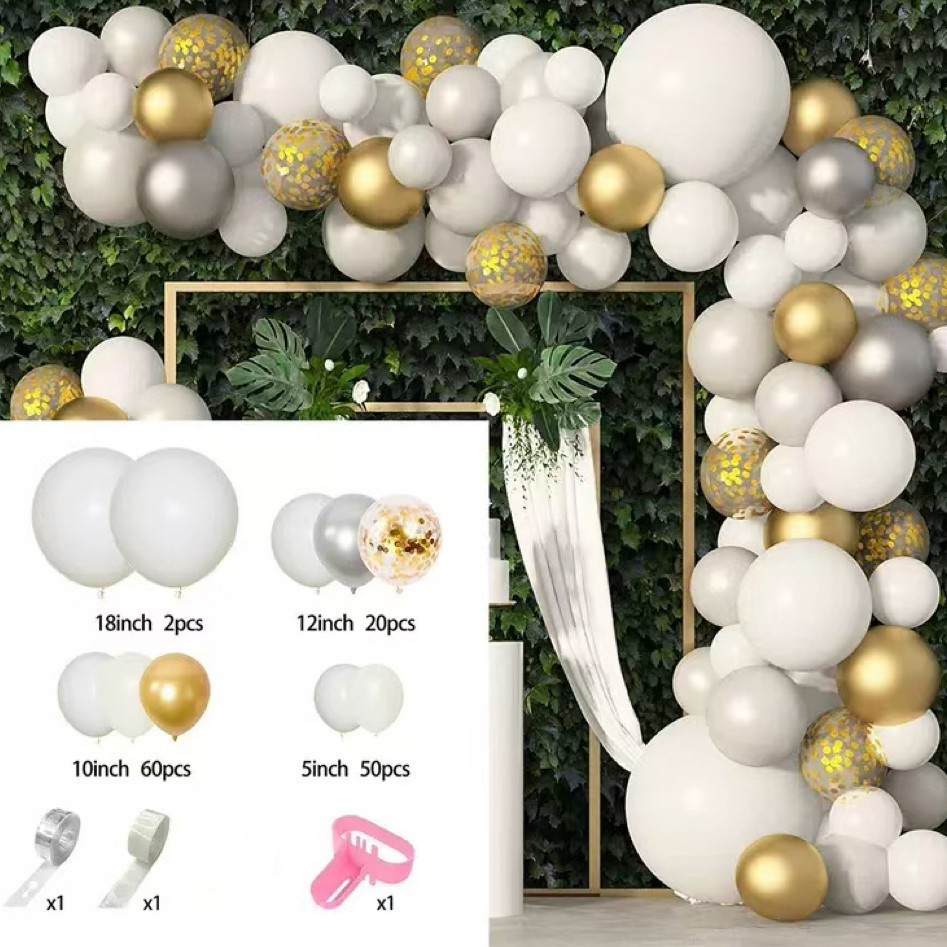 Amazonas juego de globos de textura nueva cadena de globo de oro negro juego de decoración de cumpleaños de boda de fiesta de globo de boda