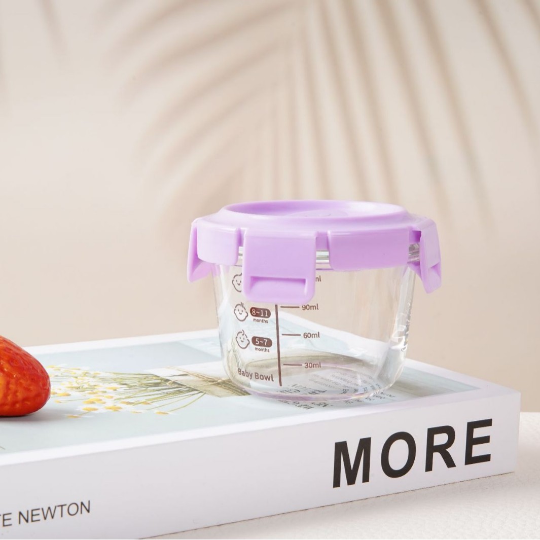 Caja de alimentos con bajo contenido de boro para almacenar vidrio para bebés, tazón de alimentos para bebés al vapor, tazón de huevos al vapor, caja de alimentos con vidrio, frasco sellado