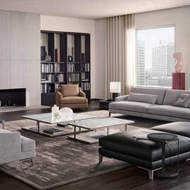 定制意大利轻奢天然劳伦黑金大理石不锈钢茶几公寓小户型客厅家具