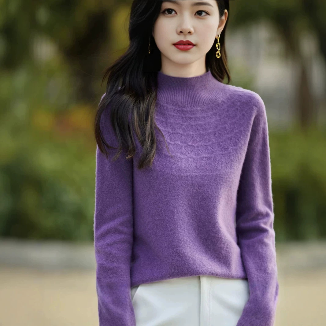 2026秋季半高圆领安迪绒长袖女式打底衫气质通勤个性街头欧美中弹