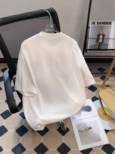 Summer New Chinese Style Bamboo Embroidery Short-Sleeve T-Shirt for Men, Design-Focused Loose Trendy Retro National Style Button-Down Tunic Top
