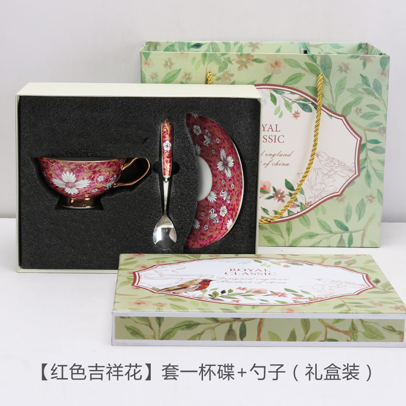 Taza de café de porcelana china Taza de estilo europeo exquisita de alta gama Juego de té de la tarde británico de alta gama Caja de regalo