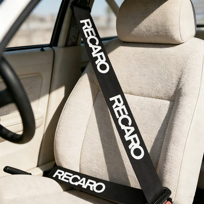 with logos, high-quality nylon seat | Car seat belt - rec-black