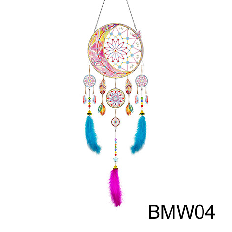 Transfronteriza venta caliente pintura de diamantes alrededor de la red de dreamcatcher DIY pintura de diamantes colgar adornos de diamantes brillantes artesanía pintura de diamantes al por mayor