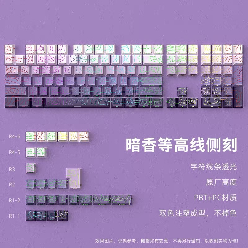 133키 등고선 다크 퍼플 측면 각인 - 키캡 리무버 증정
