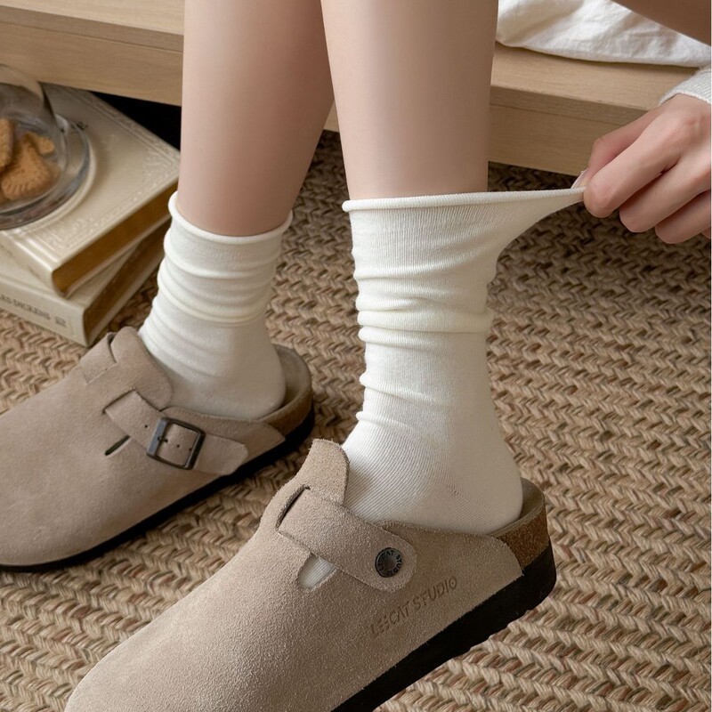 Coffee-Colored Socks for Women, All-Season Seamless Pure Cotton Mid-Calf Socks, Suitable for Birkenstock Shoes, Maternity Socks, Spring and Summer Rolled-Edge Slouch Socks Coffee-Colored Socks for Women, All-Season Seamless Pure Cotton Mid-Calf Socks, Suitable for Birkenstock Shoes, Maternity Socks, Spring and Summer Rolled-Edge Slouch Socks
