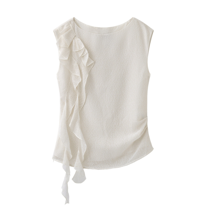 Domestic Niaojia 2026 Summer New Women's Fashion Versatile Short Sleeveless Round Neck Ribbon Shirt Br502240 Domestic Niaojia 2026 Summer New Women's Fashion Versatile Short Sleeveless Round Neck Ribbon Shirt Br502240