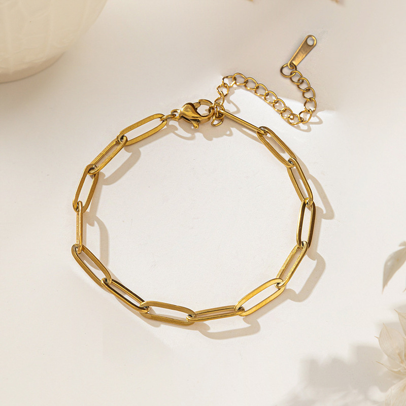 European and American Fashion Trendy Minimalist Style Long Cross Chain Bracelet for Women, Personalized Hip-Hop Niche Stainless Steel Bracelet Wholesale