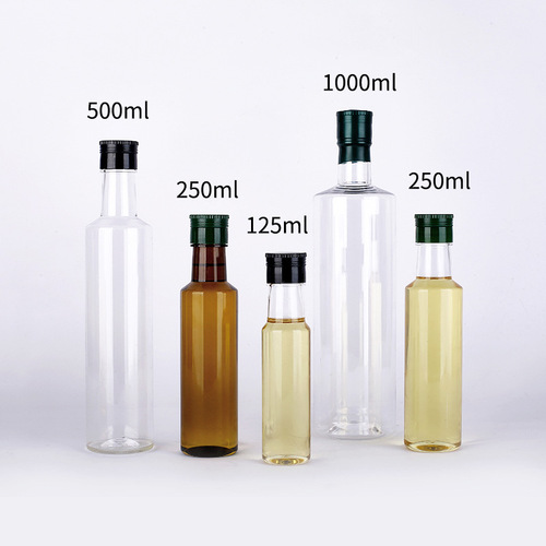 Round transparent plastic olive oil camellia oil walnut oil bottle enzyme bottle 500ml plastic oil vinegar soy sauce bottle