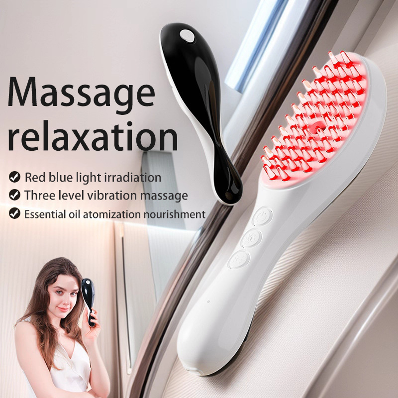 Peinado de masaje eléctrico nuevo peinado crudo transfronterizo, masajeador de cabeza de meridiano, Fototerapia roja, peinado de cuidado del cabello, peinado de masaje en aerosol