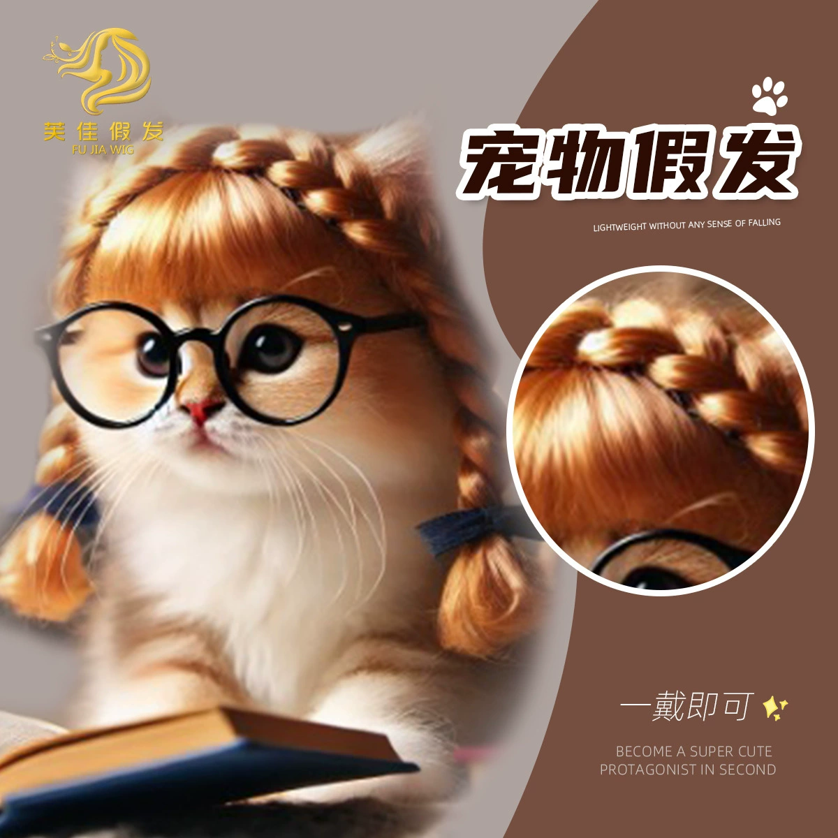 Новый питомец парик кошачий парик сладкий твик двойной крокет на Рождество Хэллоуин универсальный