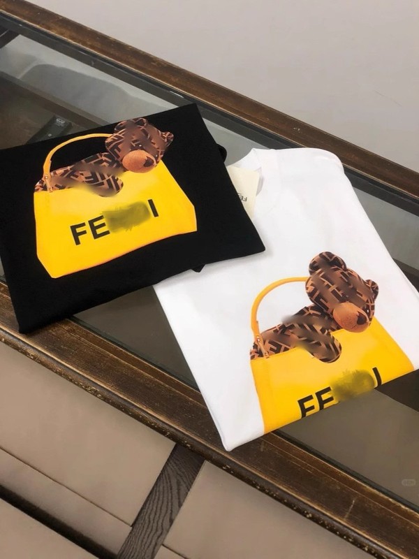 クロスボーダー ハイバージョン 25ssF フェンジア 老眼 クマプリント メンズ 半袖 Tシャツ 夏トレンド ブランド トレンド 半袖|undefined