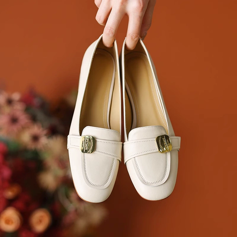 Metal loafers, footwear, shoes for leather shoes, genuine leather, French retro style