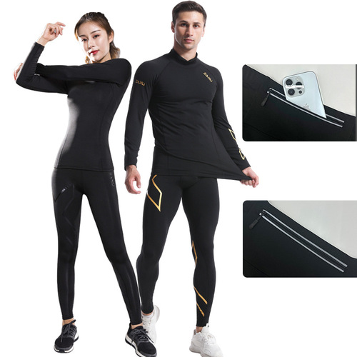 Autumn/Winter New Pocket Style Sports Outdoor Men's Long-Sleeve Top Women's Long Pants Quick-Drying Breathable Pocket Warmth Set