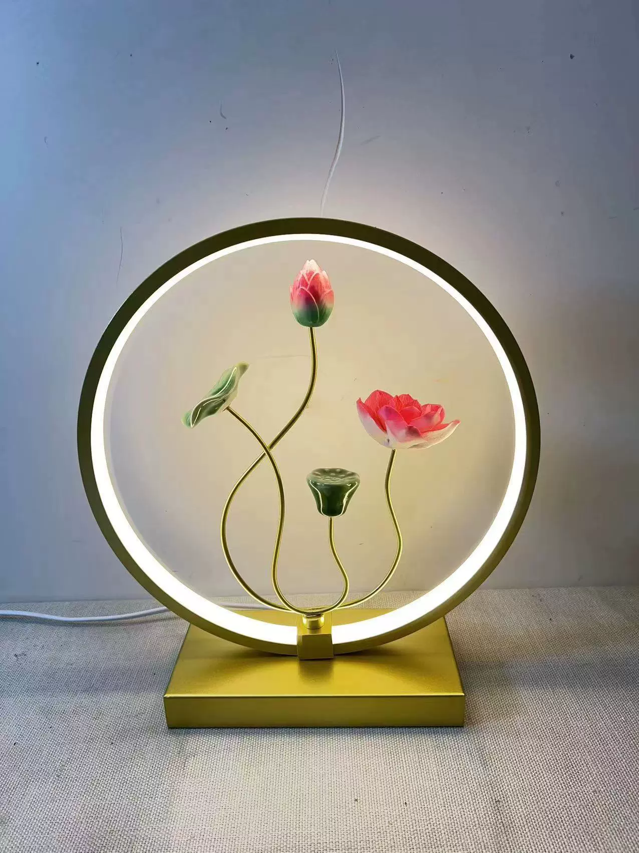 Table lamp Chinese style creative lantern, remote control bedside decorative lamp
