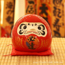 彩色达摩招财摆件储蓄罐创意礼物日本装饰品陶瓷摆件红色开运店铺