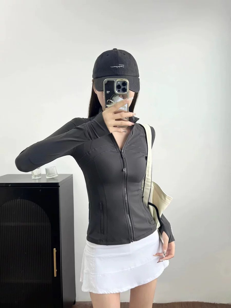 Ding同タイプのnulu、luon海軍藍春秋新型ヨガランニングコート女性の修身弾力立襟