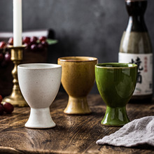 复古个性高颜值小酒杯陶瓷清酒杯子品茗高脚杯烧酒陶瓷轻奢酒杯