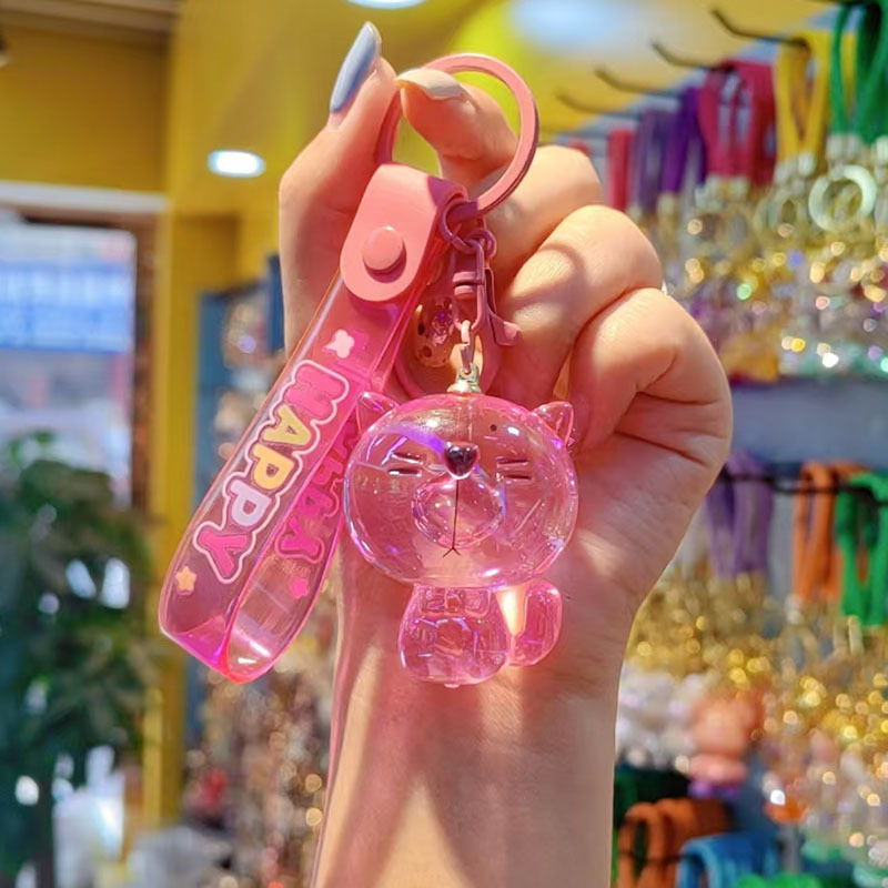 Acrílico cara grande gatos llaveros chapado transparente pareja de color llaveros caricatura bolsa feia colgante