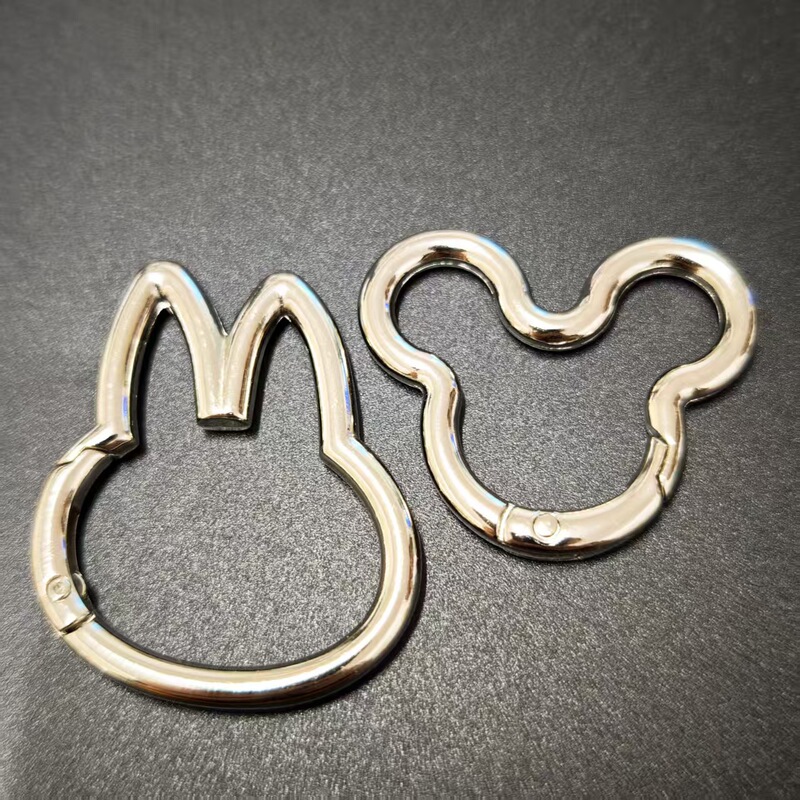 Manufacturer Rabbit Spring Ring Big-Eared Mickey Keychain Accessory Mouse Creative Shaped Hanging Buckle Rabbit Head Spring Ring