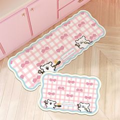 かわいい線の子犬の格子の蝶結びの波の点の珪藻泥の台所のマットは油を吸い込んで吸水して滑り止めの汚れに耐えます。