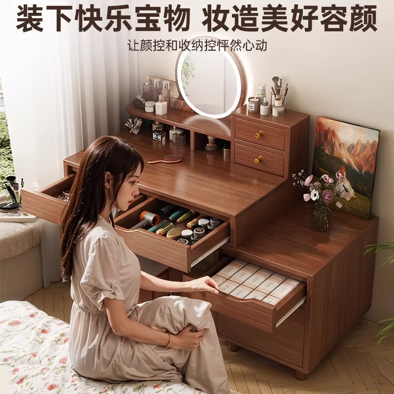 Nuevo estilo chino梳妆台 dormitorio mesa de maquillaje 2025 nuevo梳妆台 integrado espejo de maquillaje mesa de esquina gabinete de almacenamiento