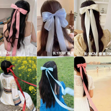 超大飘带蝴蝶结头饰发夹少女后脑勺优雅网红弹簧夹高级感丝带发饰