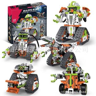 Juvenile 5-in -1 Deformation Science and Education Programming Remote Control Robot Rescue Team Electric Building Blocks Educational Assembled Toys