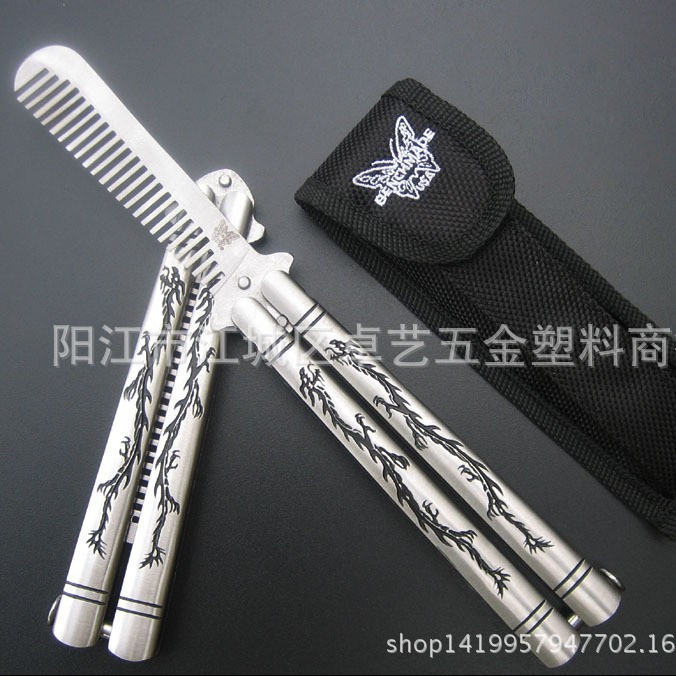 新款训练甩梳双面雕刻双龙出海图案一体铆钉免维护