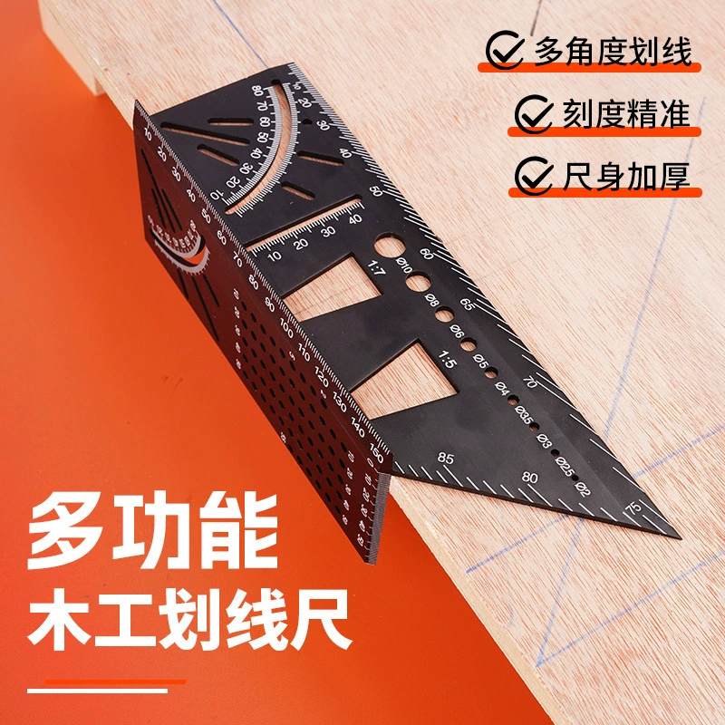 Многофункциональная угловая линейка из алюминиевого сплава 45 градусов 90 поверх линии Угловая линейка трехмерная деревообрабатывающая стоп-датчик стопорного типа