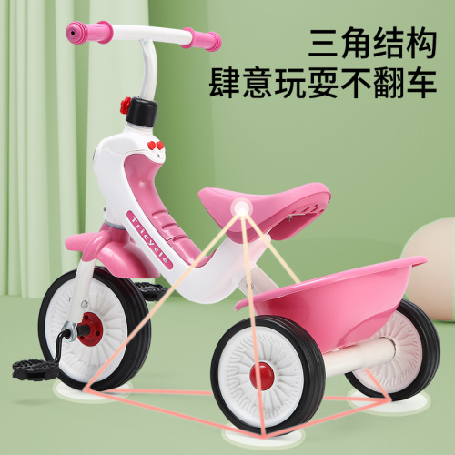 Children's tricycle 2-6-8 years old boys and girls anti-rollover bicycle baby pedal bicycle free inflatable stroller