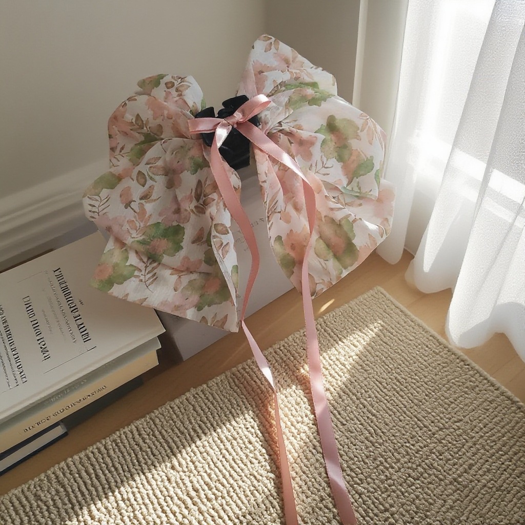 핑크 꽃 활 리본 클램프 17.5cm
