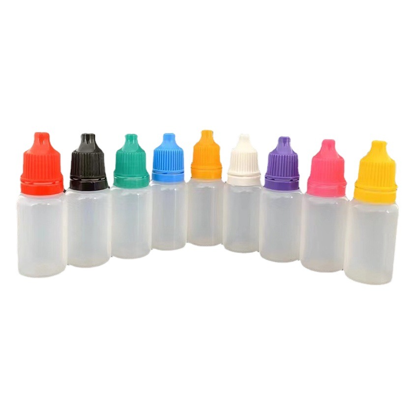 Botella de goteo de plástico Botella de gotas para los ojos de boca afilada de 5ml Botella de dispensación de 10ml 20ml Botella de medicina pequeña extruida líquida Spot al por mayor