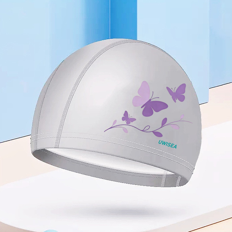 Gorros de natación de PU para hombres y mujeres adultos, personalizables con logotipo, alta elasticidad, cómodos para cabello largo, no aprietan la cabeza, adecuados para estudiantes y niños mayores, gorros de natación impermeables.