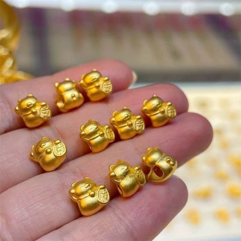 Чистое золото 999 0kg твердое золото Lucky Cat браслет из бисера браслет из чистого золота браслет из бисера подарок подруге на день рождения