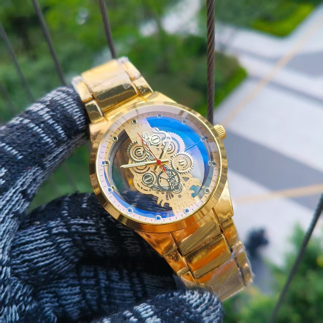 Foreign Trade Kajia Men's Watch Double-Sided Hollow Fully Automatic Non-Mechanical Watch Core Quartz Watch Men's Cross-Border Dropshipping