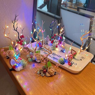 New Christmas Headwear Antler Hairpin Cyber Celebrant Hair Hoop Children Luminous Hairpin Clip Christmas Decoration Hairpin
