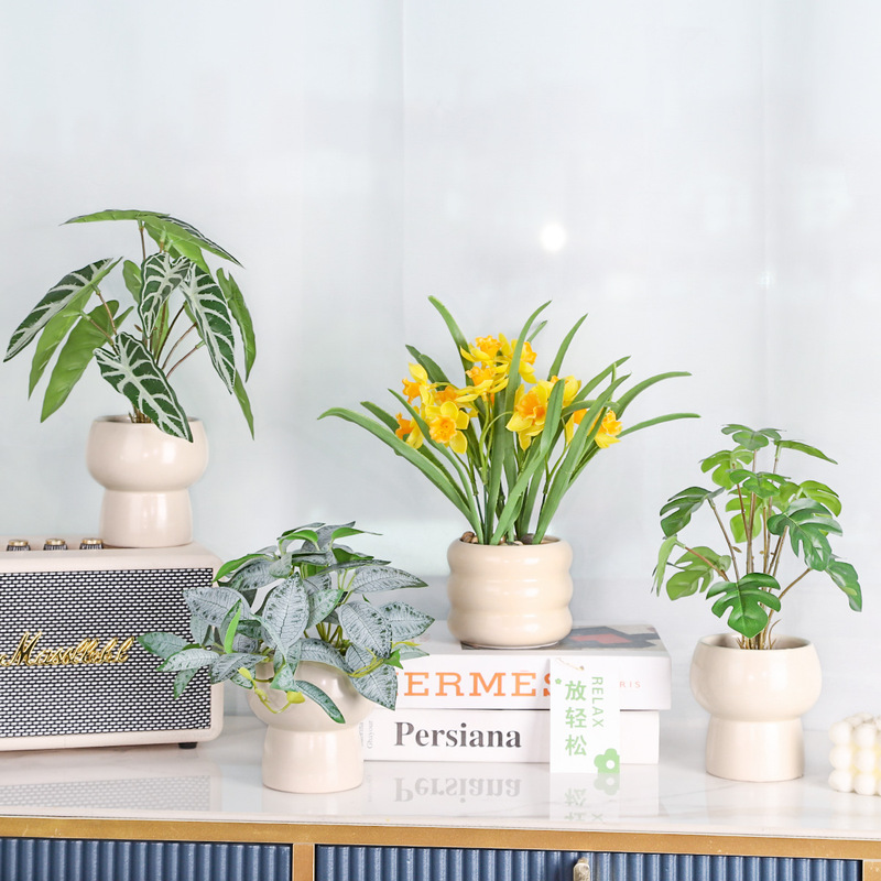 Cross-border Simulation Green Plant Potted Plant Home Indoor Bonsai Decoration Bionic Flower Living Room Dining Table Artificial Flower Decoration