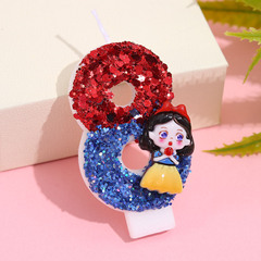 Amazon 白雪姫デジタルキャンドル青と白のカラーマッチング誕生日ケーキキャンドルクリエイティブ超光沢のあるキャンドル