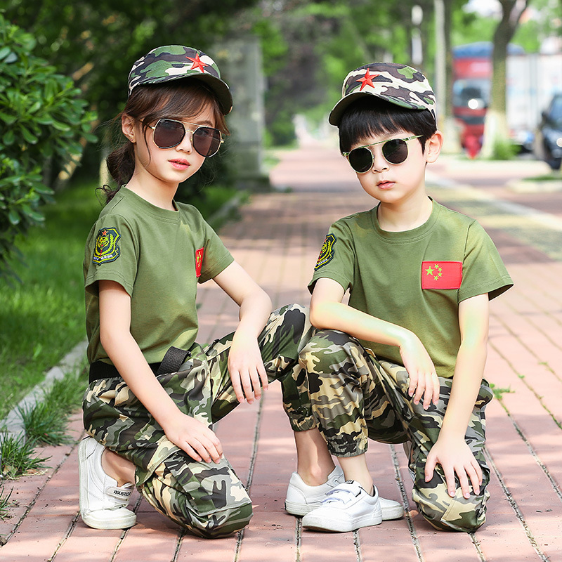 Children's camouflage suit summer primary school student military training uniform summer clothing children's summer camp outdoor expansion suit children's military uniform